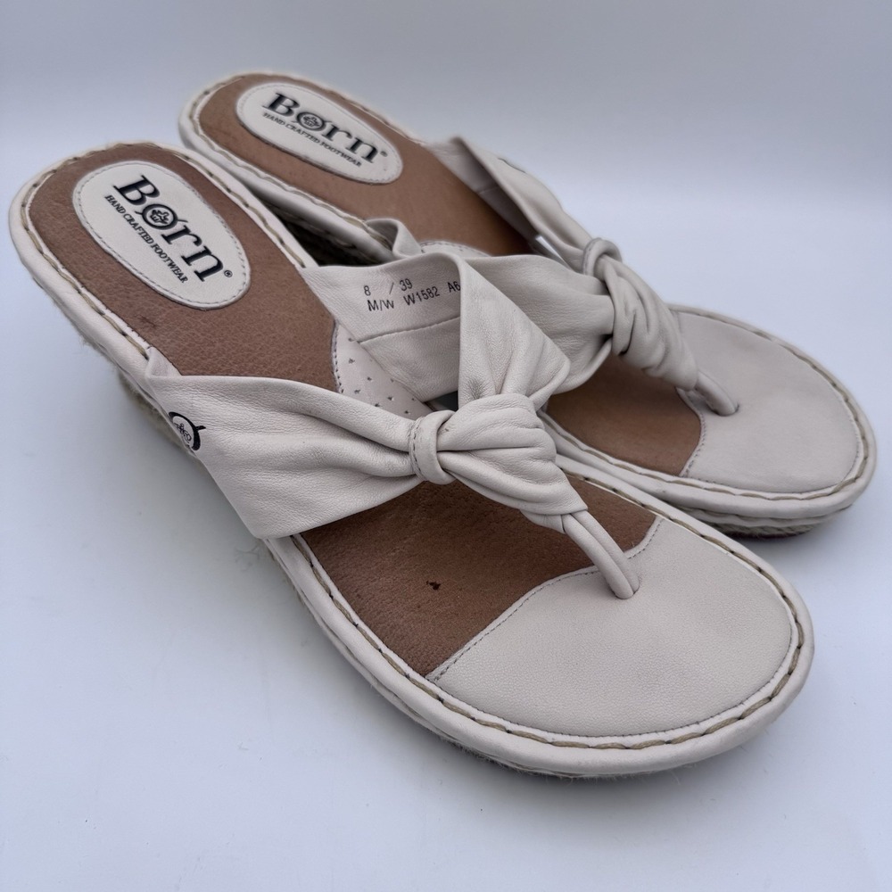 Born‎ Shoes Wedge Sandals Wicker Comfort Casual Summer Beige Women's 39 8